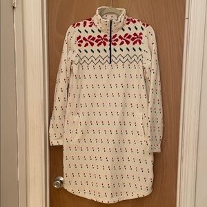 Lands' End Cream and Red Patterned Sleep Dress